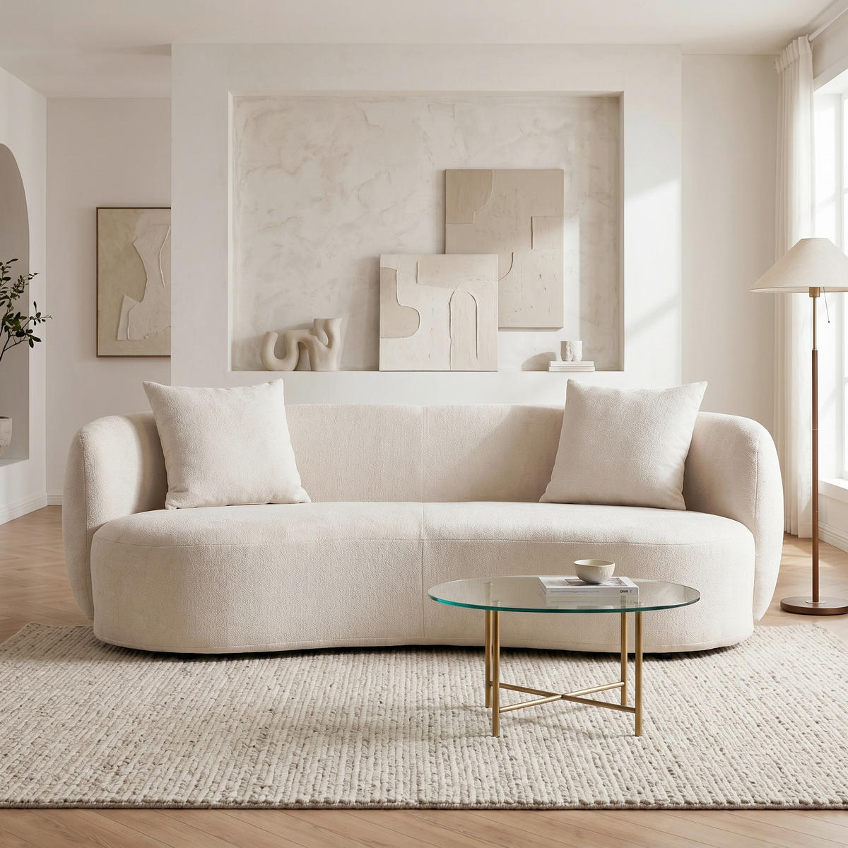 BIG SOFFA i chenille beige  - beige/svart, Modern, textil/plast (235/72/110cm) - MID.YOU