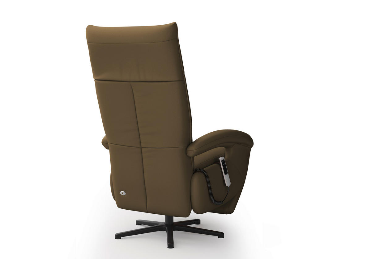 SESSEL in Echtleder Olivgrün  - Schwarz/Olivgrün, Konventionell, Leder/Metall (74/112/82cm) - Sit & More