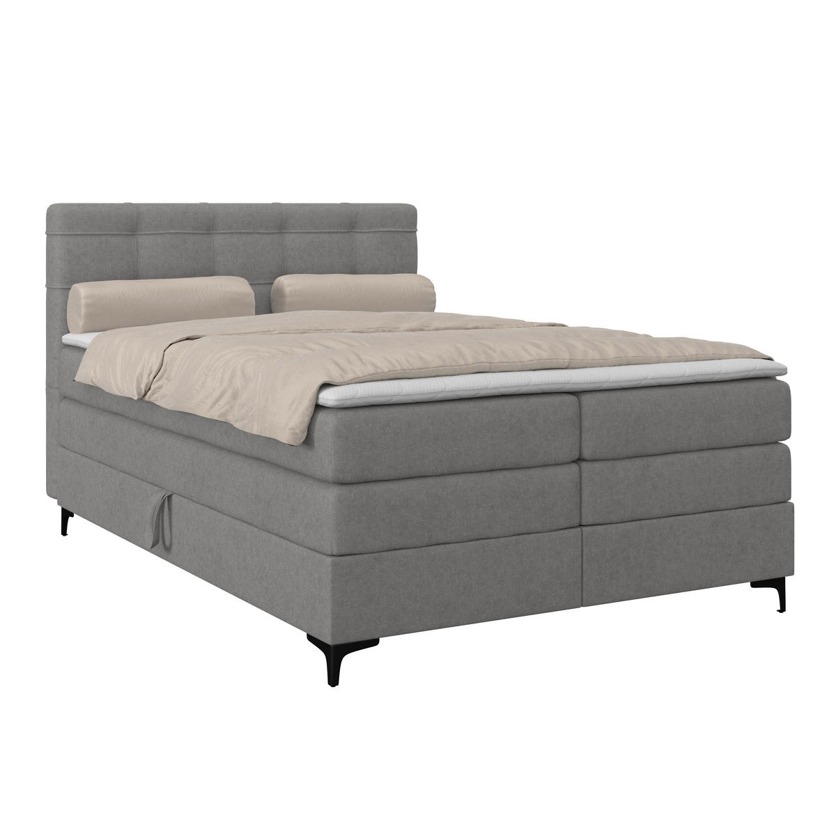 BOXSPRINGBETT 140/200 cm,  in Grau, H3 = fest  - Schwarz/Grau, KONVENTIONELL, Kunststoff/Textil (140/200cm)