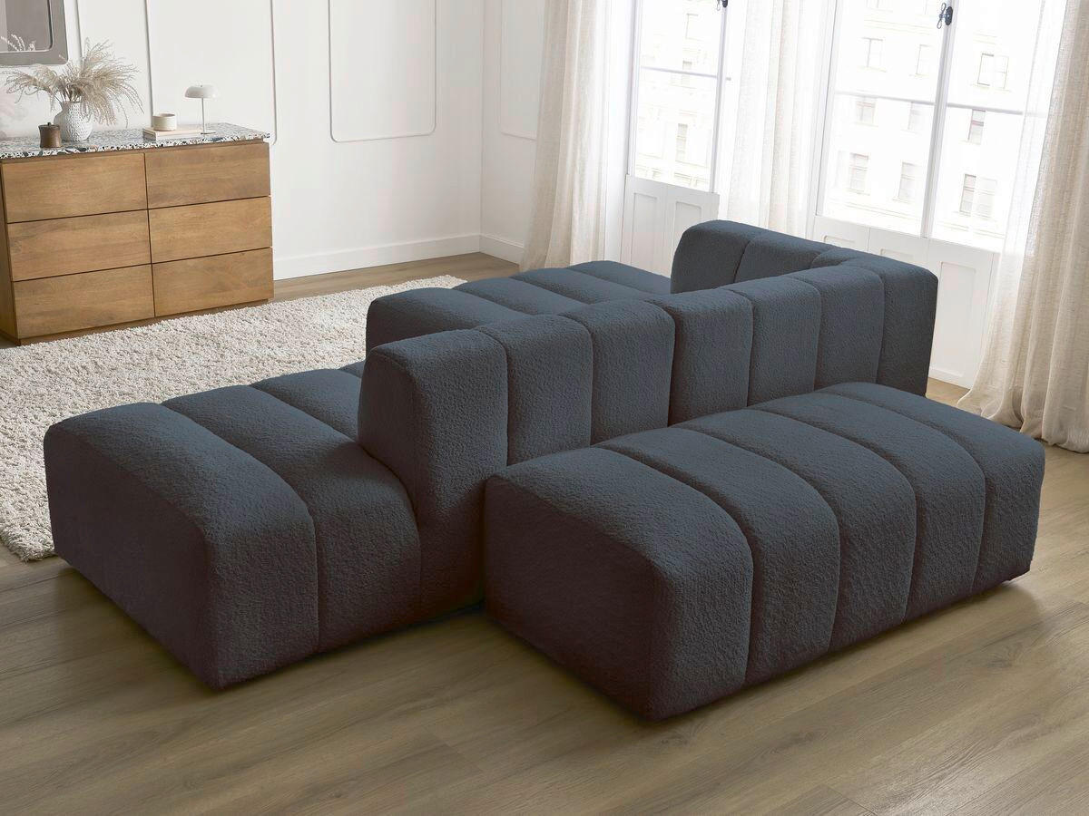 ECKSOFA  ANNECY Dunkelblau Bouclé  - Schwarz/Dunkelblau, MODERN, Kunststoff/Textil (170/262cm)