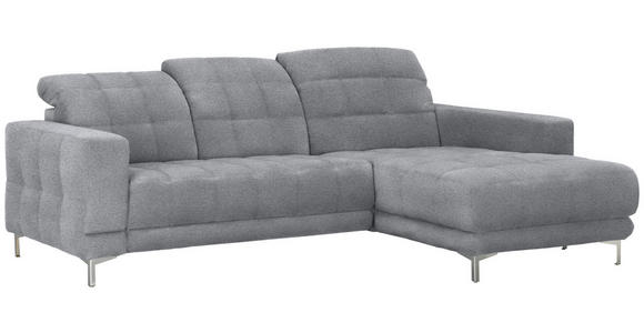 ECKSOFA in Webstoff Grau  - Chromfarben/Grau, Design, Textil/Metall (260/187cm) - Xora