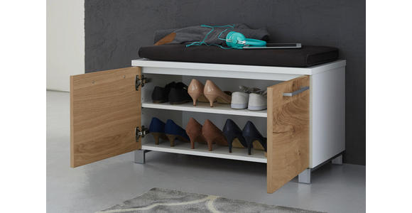 GARDEROBENBANK 84/45/40 cm - Chromfarben/Eichefarben, Design, Holz/Holzwerkstoff (84/45/40cm) - Dieter Knoll