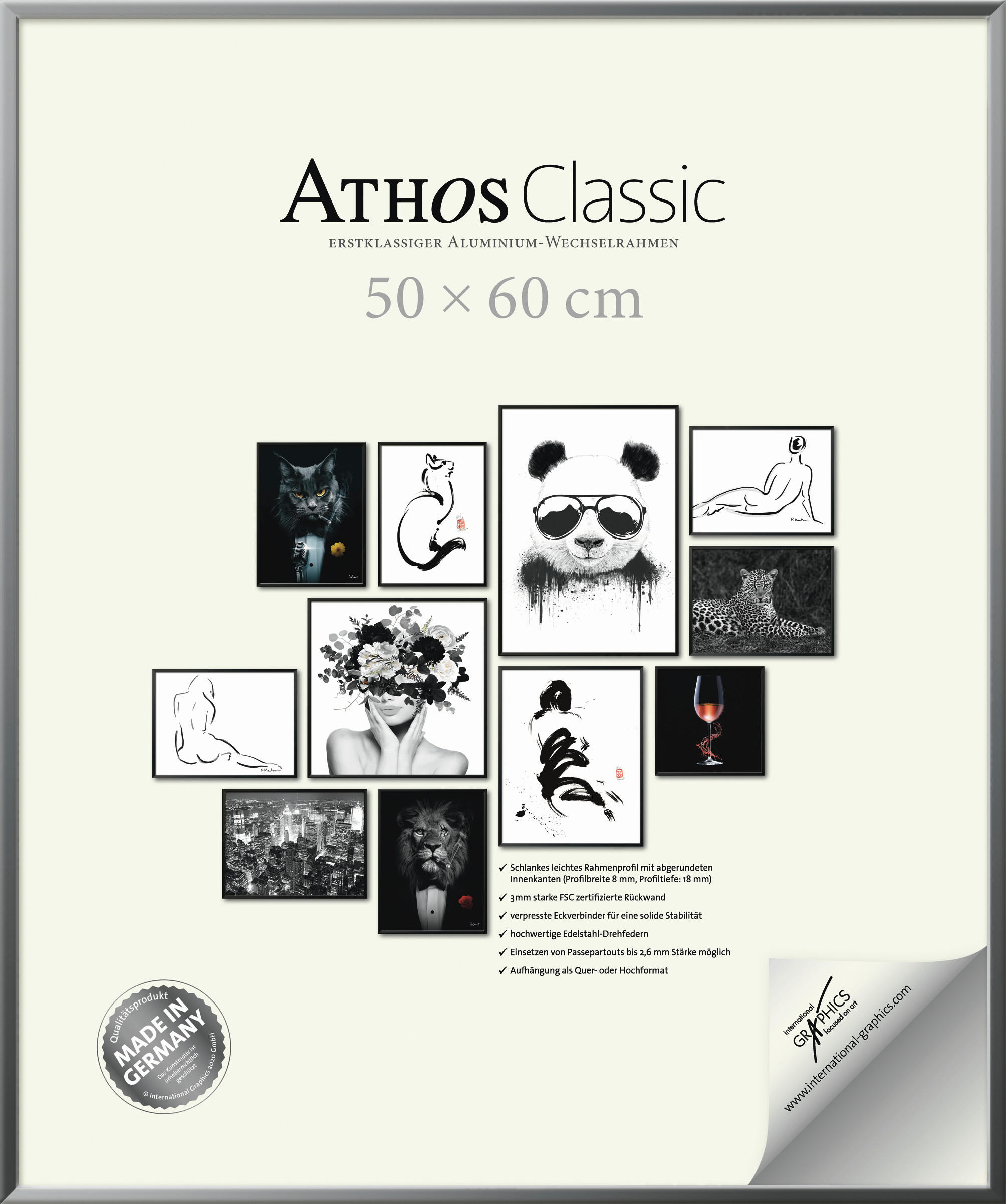 XXXLutz Bilderrahmen Athos Classic+ Silber 50x60x1.8 cm