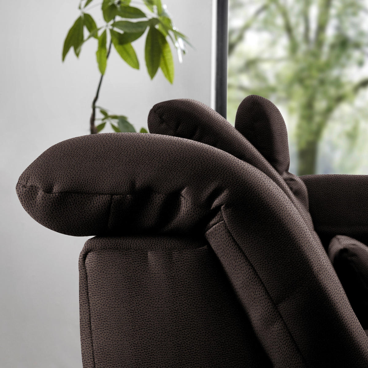 ECKSOFA  in Flachgewebe Mokka  309/195 cm  - Chromfarben/Mokka, Design, Textil (309/195cm) - Beldomo Style