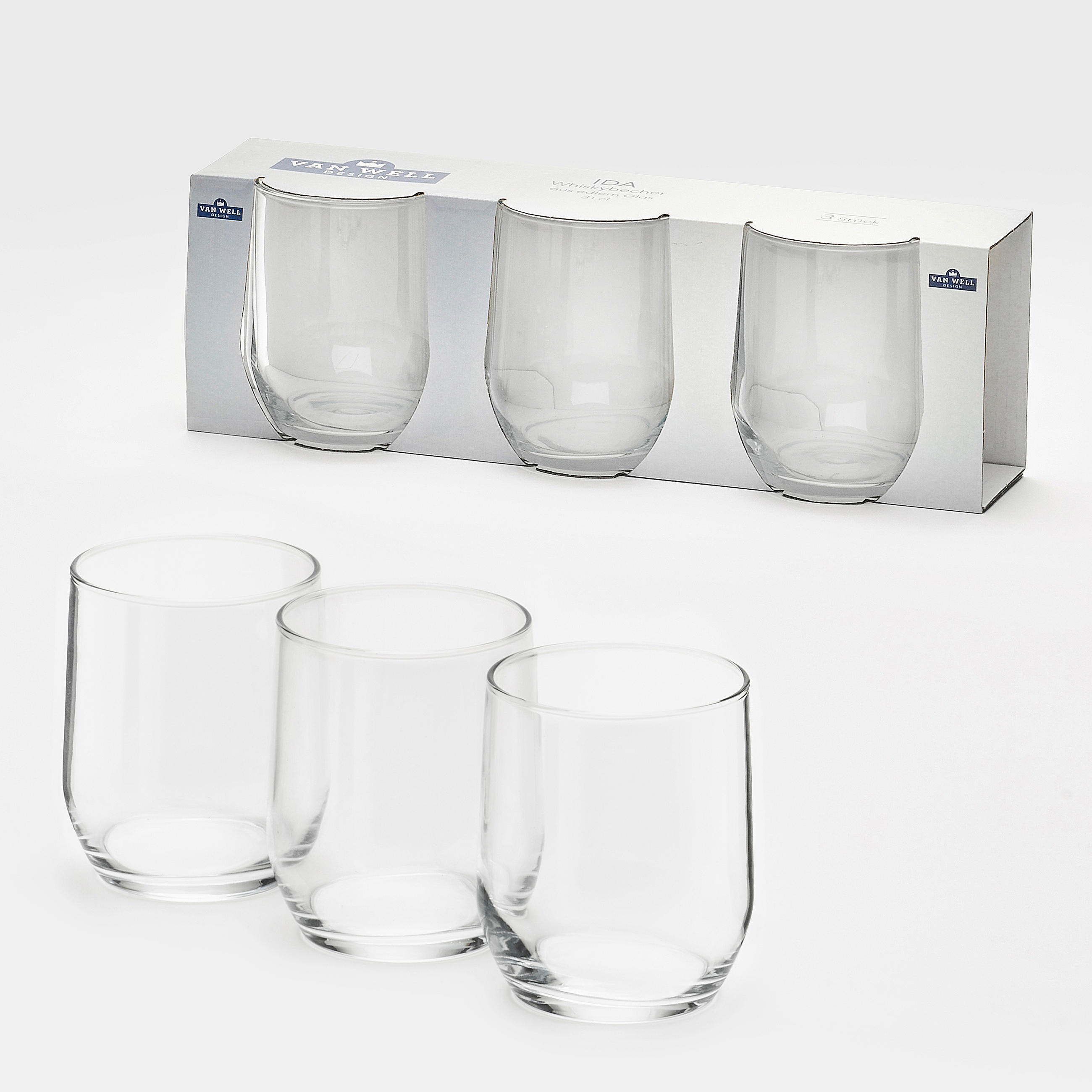 SET ČAŠA ZA VISKI  3 dela   - prozirna, Osnovno, staklo (29,7/9,6/7,6cm) - Van Well