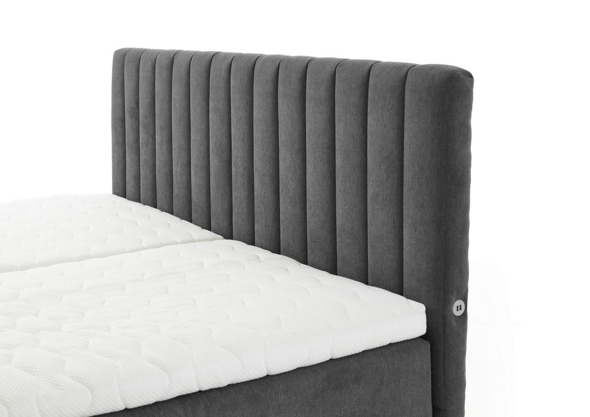 BOXBETT 160/200 cm  in Grau  - Grau, MODERN, Kunststoff/Textil (160/200cm) - MID.YOU