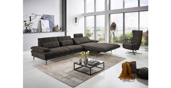 ECKSOFA in Chenille Fango  - Fango/Schwarz, Design, Textil/Metall (310/180cm) - Dieter Knoll