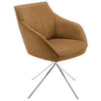 ARMLEHNSTUHL  in Nickel Flachgewebe  - Currygelb/Edelstahlfarben, Design, Textil/Metall (60/84/67cm) - Koinor