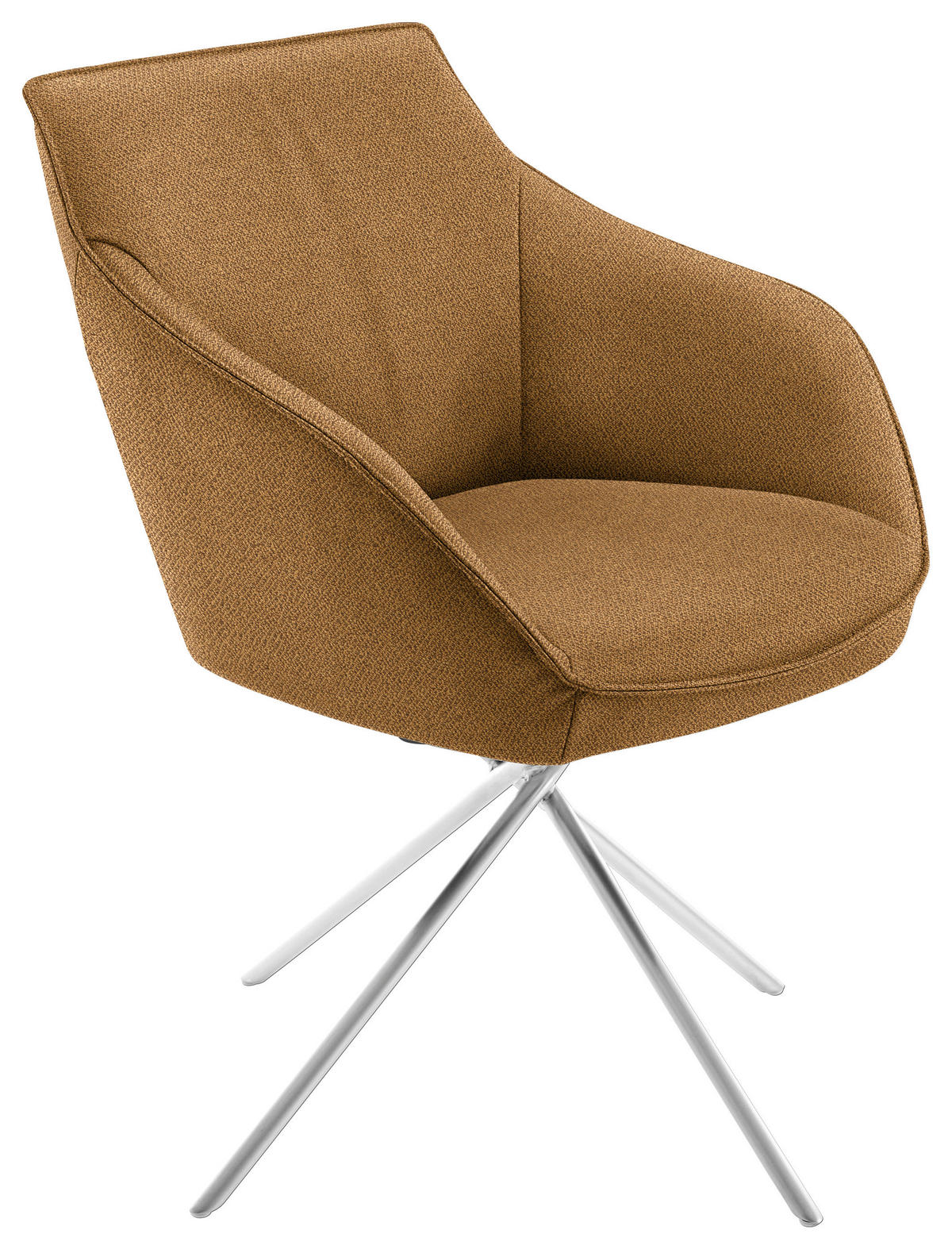 ARMLEHNSTUHL  in Nickel Flachgewebe  - Currygelb/Edelstahlfarben, Design, Textil/Metall (60/84/67cm) - Koinor