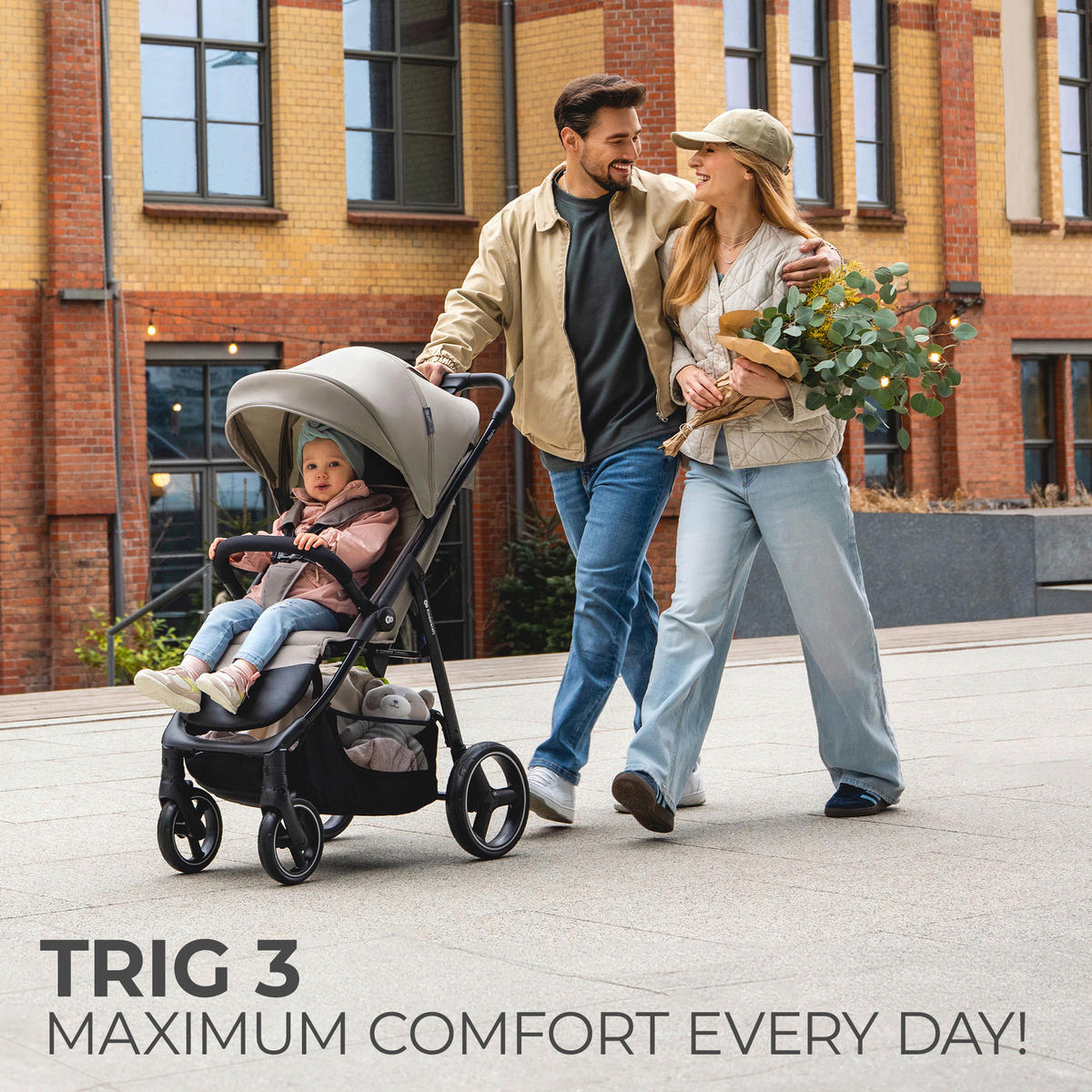 BUGGY Trig 3  - Beige/Schwarz, Basics (54/107.5/91cm) - Kinderkraft