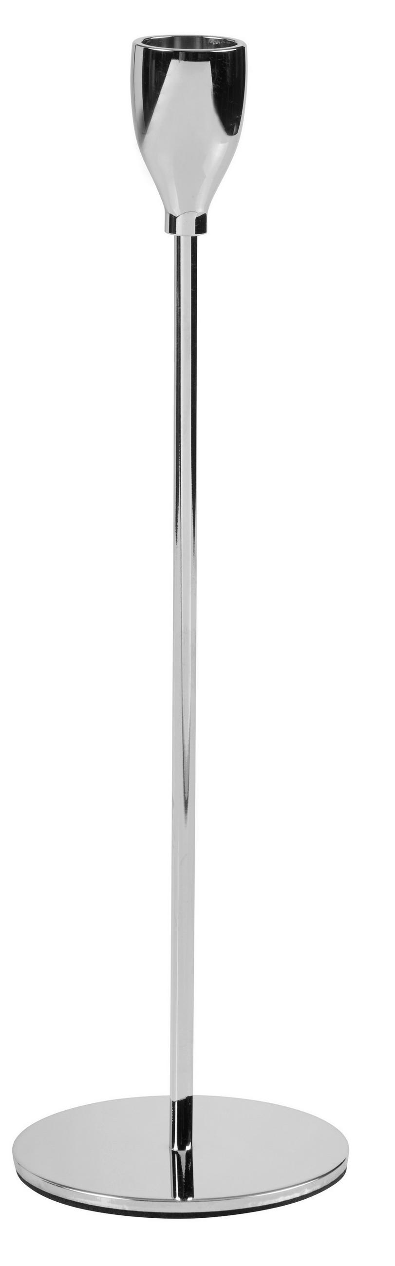 SVIETNIK NA DLHÉ SVIEČKY  kov - strieborná, Basics, kov (8/27cm) - Ambia Home