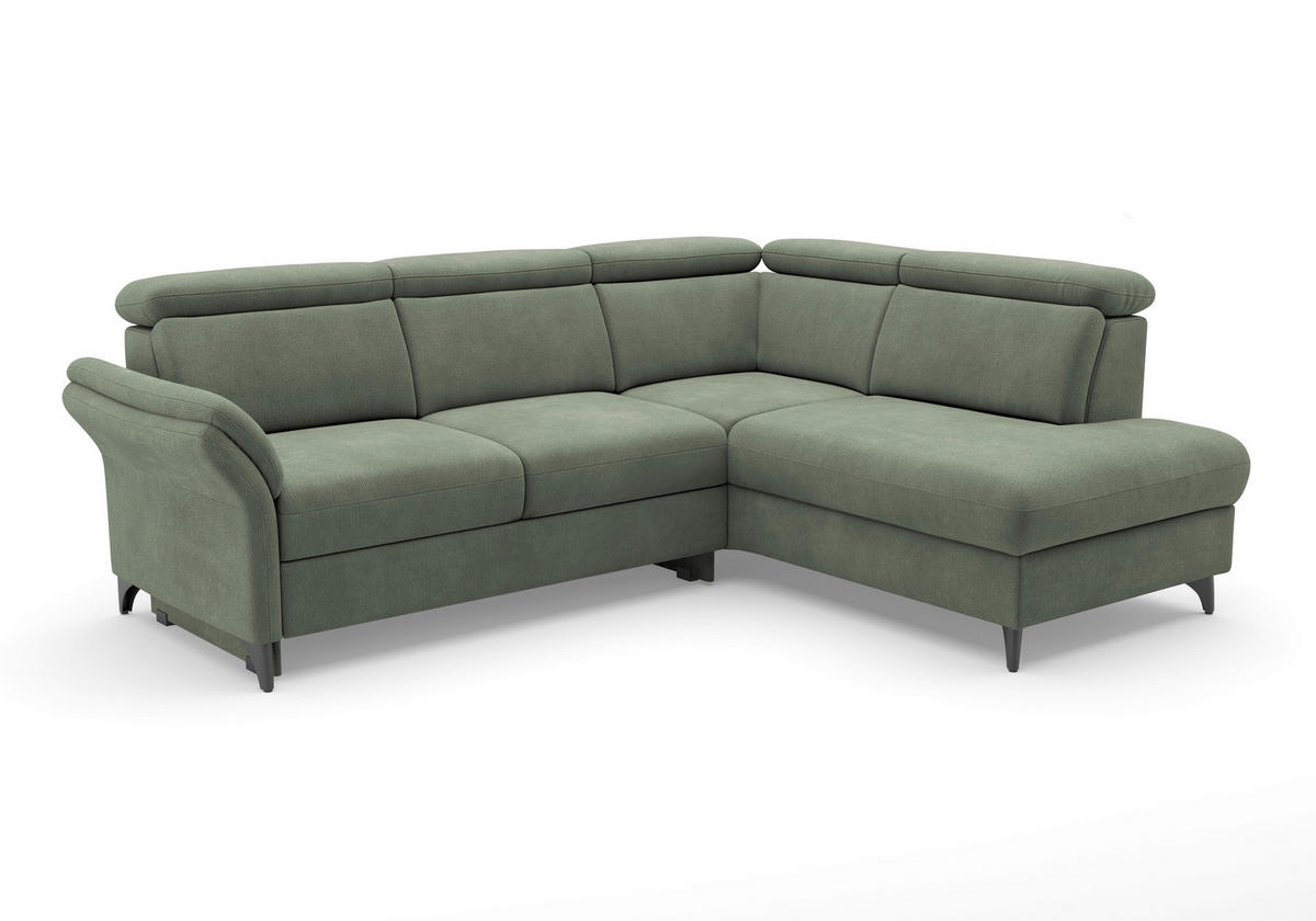 ECKSOFA Flachgewebe Dunkelgrün  - Dunkelgrün/Schwarz, Konventionell, Textil/Metall (247/193cm) - Sit & More