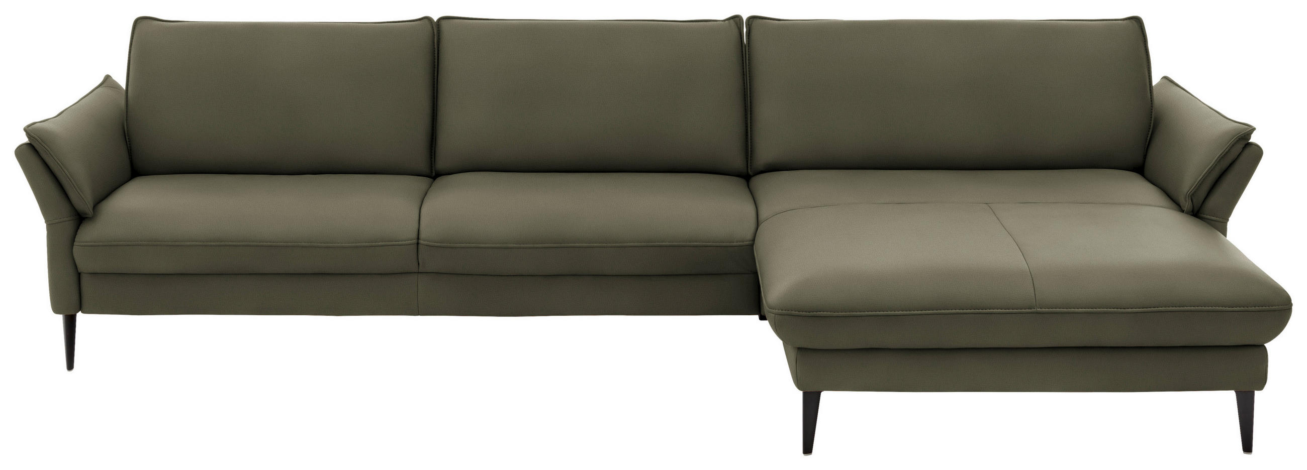 ECKSOFA in Echtleder Grau, Grün  - Schwarz/Grau, Design, Leder/Metall (334/172cm) - Hukla