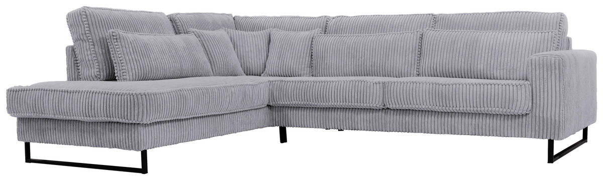 ROHOVÁ SEDAČKA, textil, kompozitní dřevo, šedá - šedá/černá, Konvenční, kov/kompozitní dřevo (284/253cm) - Livetastic