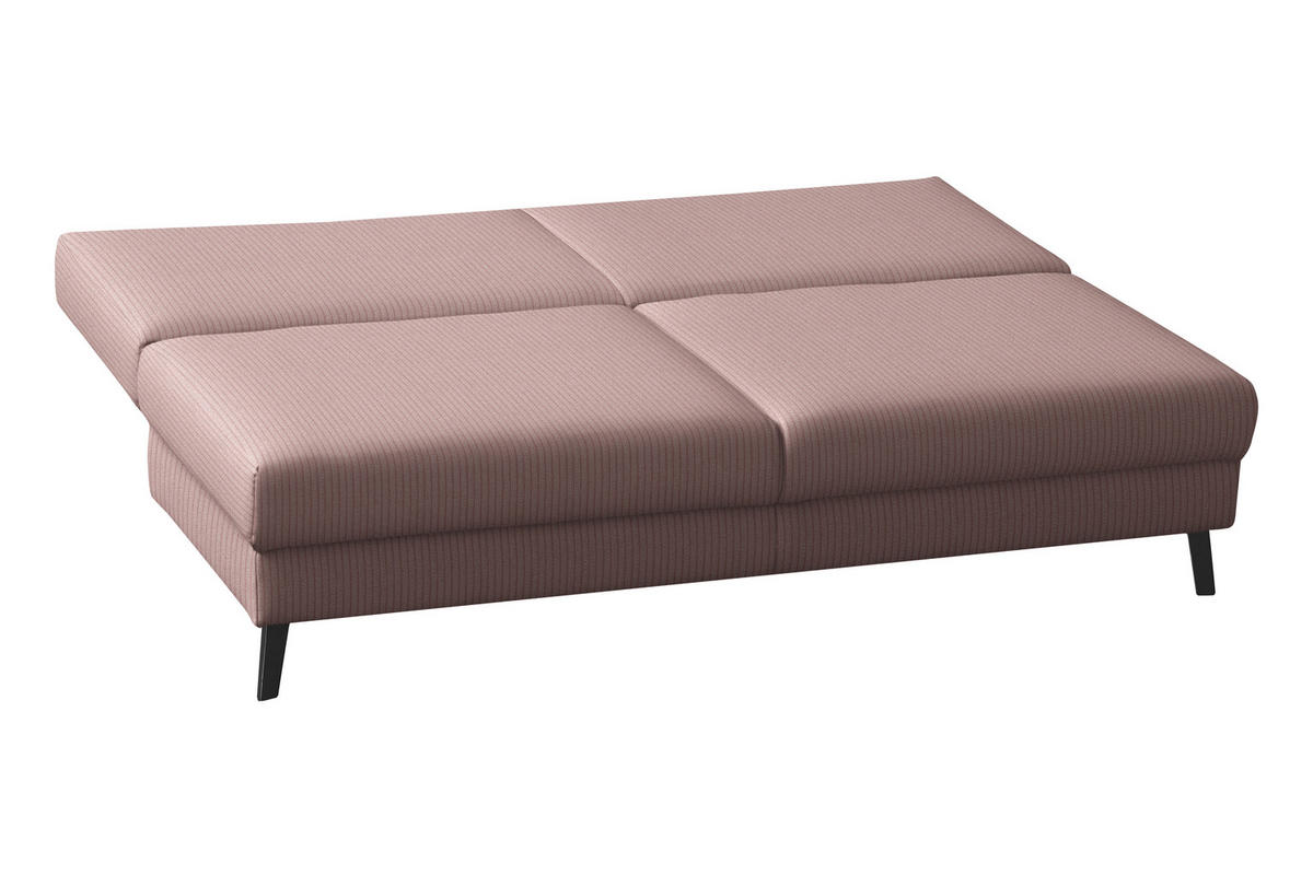 SCHLAFSOFA Cord Rosa  - Schwarz/Rosa, Modern, Textil/Metall (194/91/90cm) - Novel