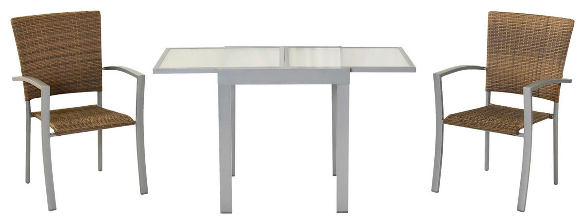 SET ZA BALKON  kovina, umetna masa   siva, naravne barve, srebrne barve siva, srebrne barve siva, naravne barve, srebrne barve    - srebrne barve/siva, Moderno, kovina/umetna masa - Gardenson