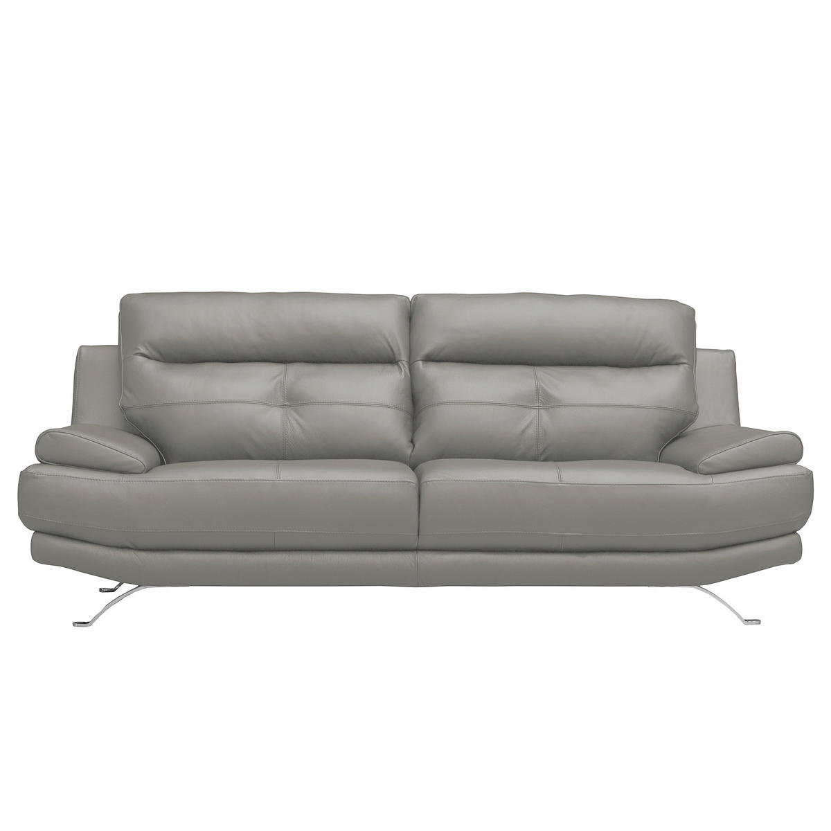 3-SITZER-SOFA Echtleder Grau  - Chromfarben/Grau, Design, Leder/Metall (225/92/99cm) - Livetastic