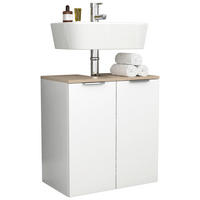 WASCHBECKENUNTERSCHRANK 56/60/34 cm  - Silberfarben/Weiß, MODERN, Holzwerkstoff/Metall (56/60/34cm) - MID.YOU