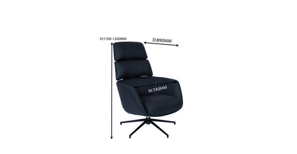 RELAXSESSELSET in Leder Schwarz  - Schwarz, Design, Leder/Metall (73/110/87cm) - Dieter Knoll