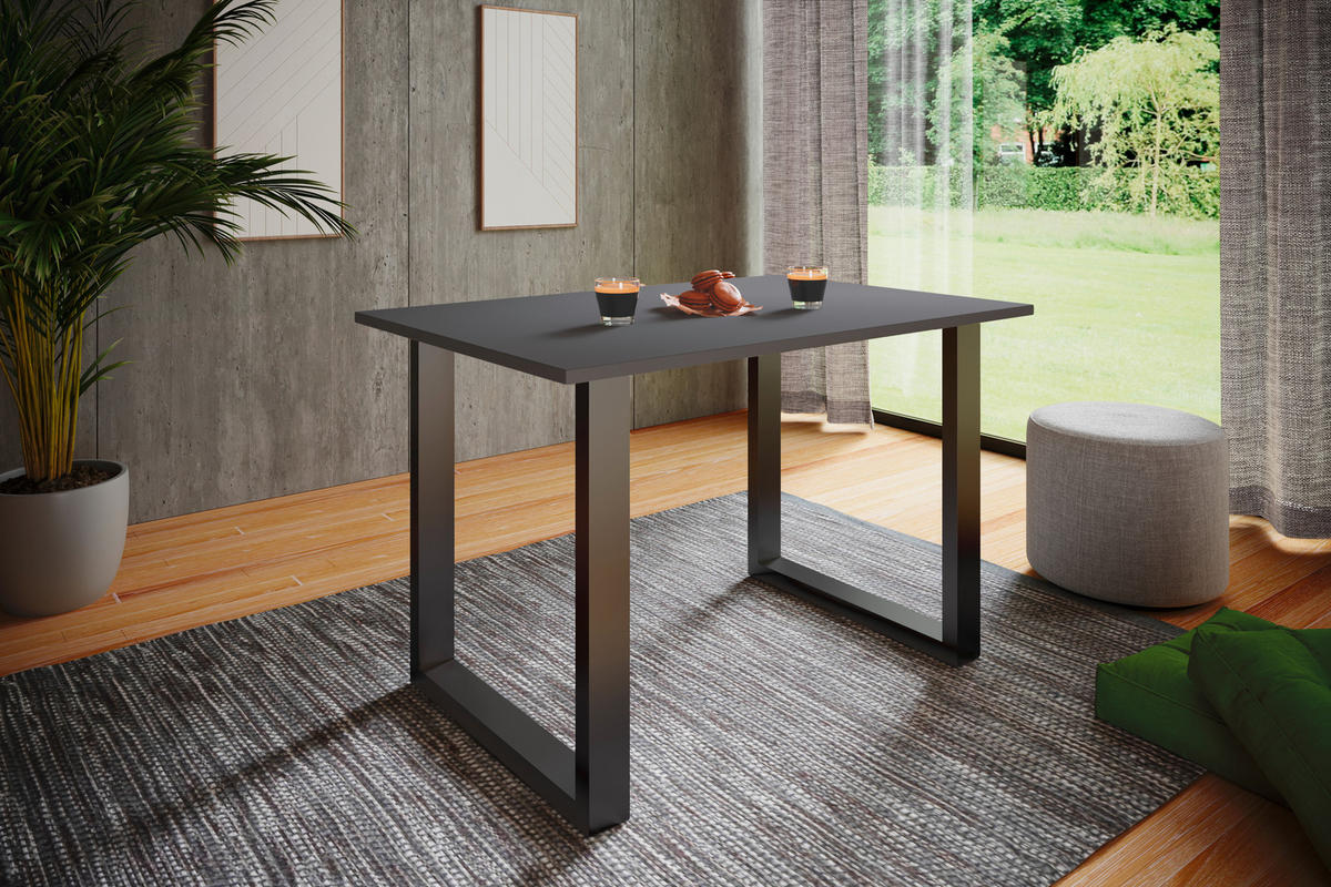 MATBORD i metall, trämaterial 140/80/76 cm   - svart/antracit, Basics, metall/trämaterial (140/80/76cm) - MID.YOU