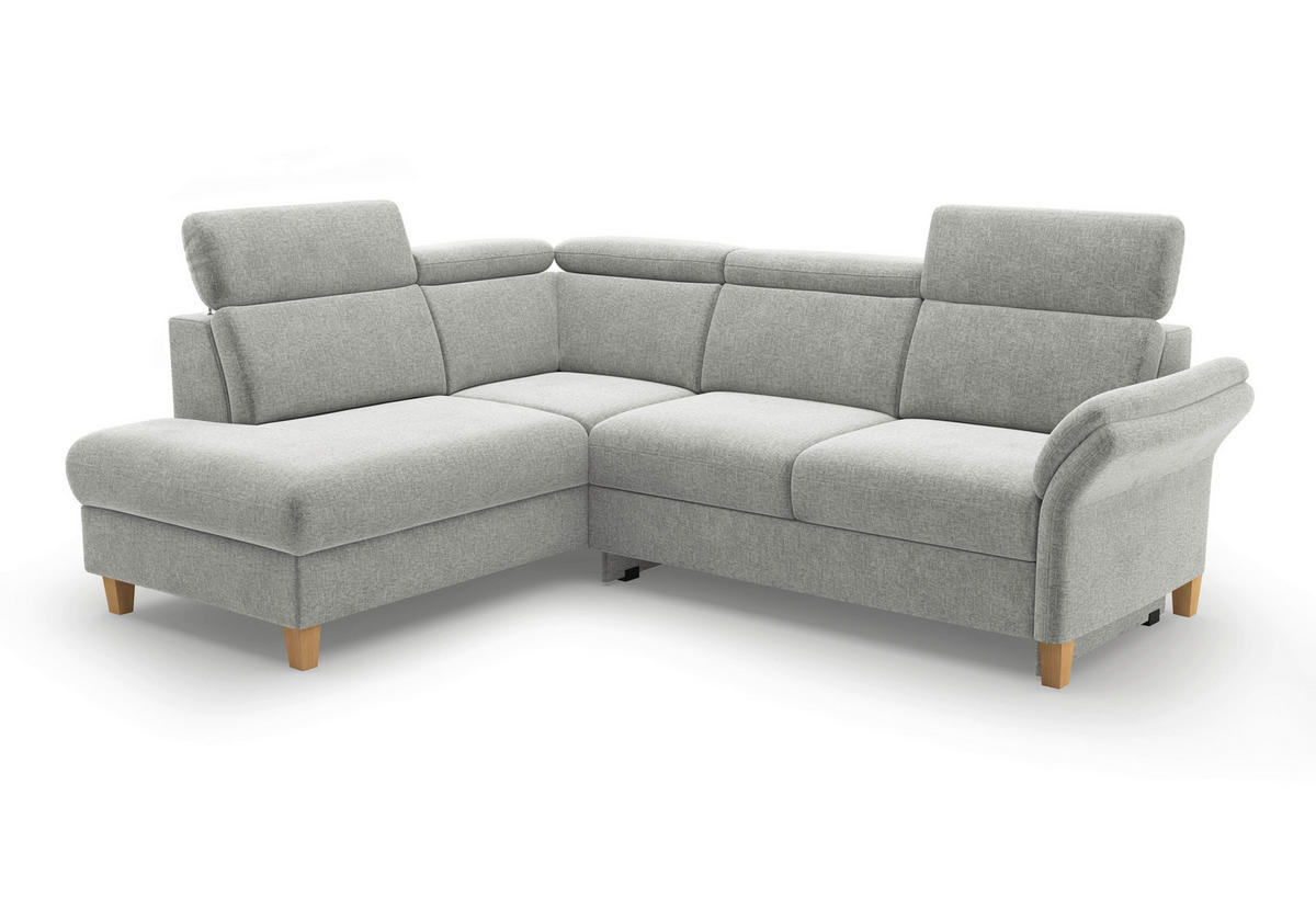 ECKSOFA GLENDALE E Hellgrau Flachgewebe  - Eichefarben/Hellgrau, KONVENTIONELL, Holz/Textil (193/247cm) - Sit & More