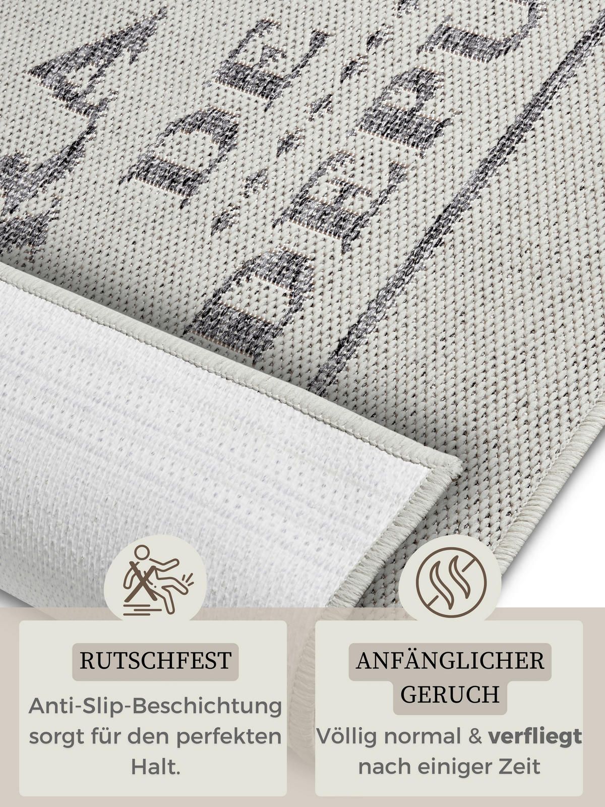 KÜCHENLÄUFER 92/150 cm Cucina Creme, Grau  - Creme/Grau, Design, Kunststoff (92/150cm)