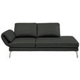 RÉCAMIERE  in Echtleder Dunkelgrau  - Chromfarben/Dunkelgrau, Design, Leder/Metall (209/85-109/95-16cm) - Dieter Knoll