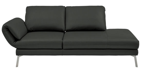 RÉCAMIERE  in Echtleder Dunkelgrau  - Chromfarben/Dunkelgrau, Design, Leder/Metall (209/85-109/95-16cm) - Dieter Knoll