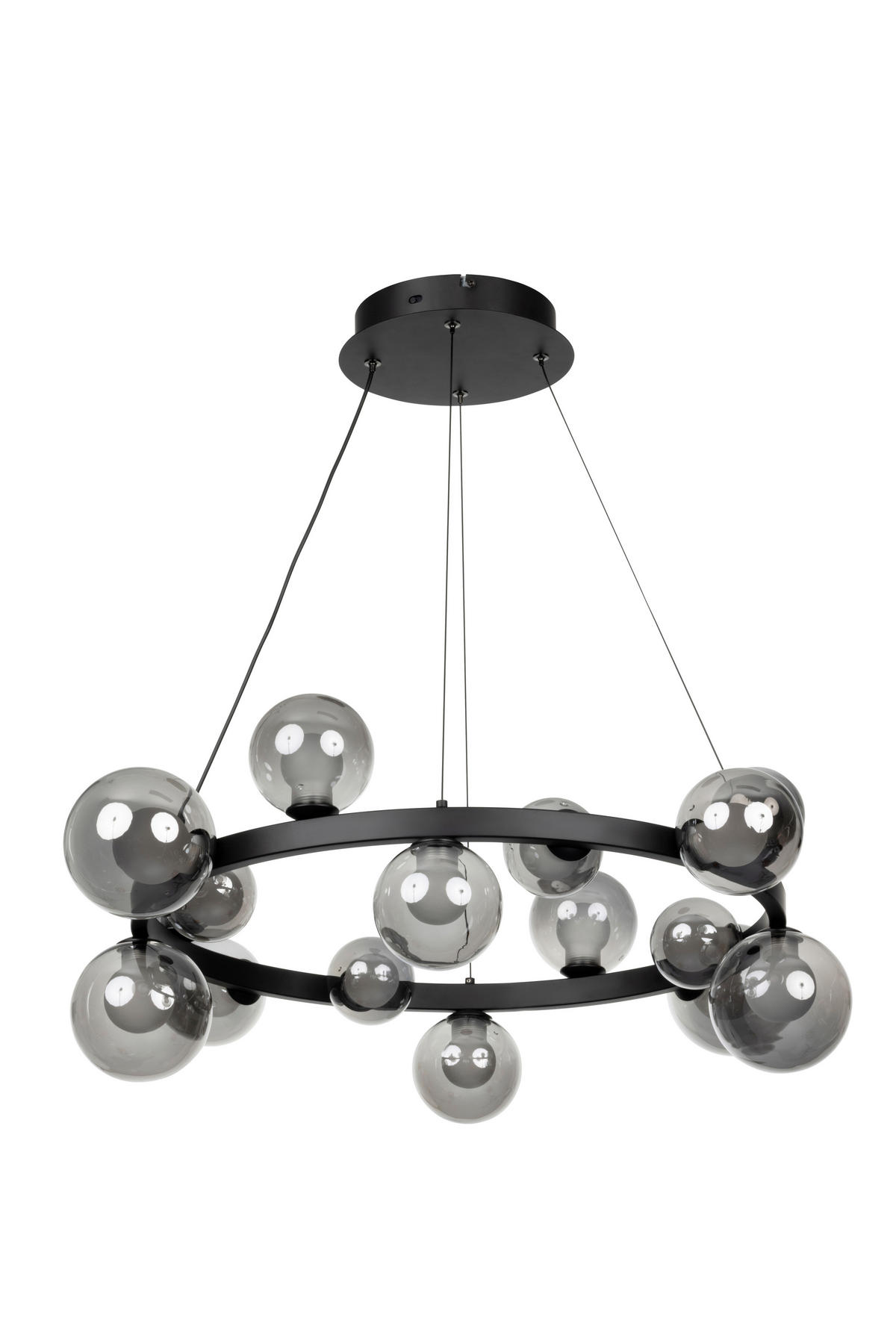 ZÁVESNÉ LED SVIETIDLO, 79,5/150 cm  - čiernohnedá, Design, kov/sklo (79,5/150cm) - Dieter Knoll