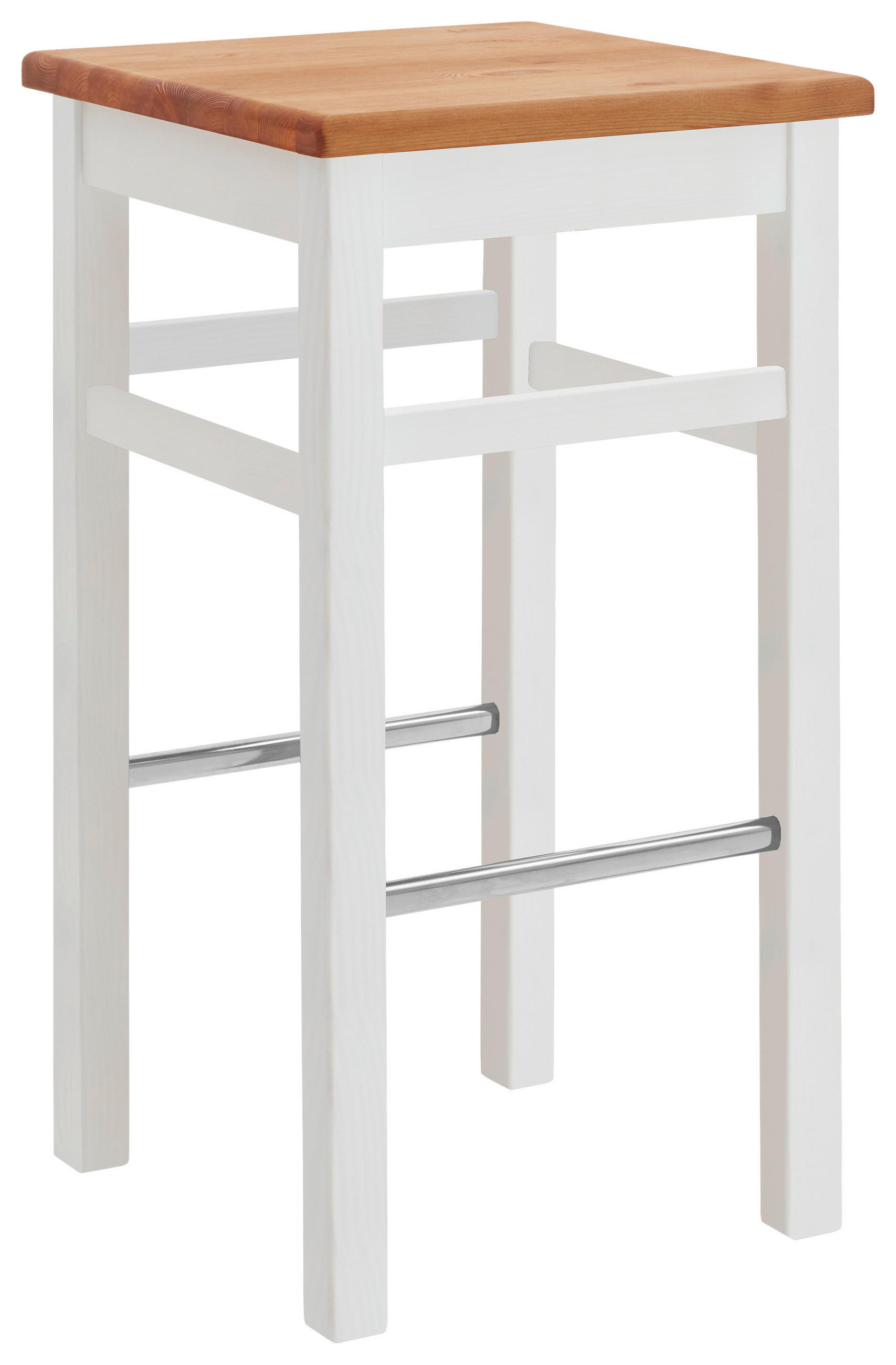 BARHOCKER Weiß, Laugenfarbig Kiefer massiv - Laugenfarbig/Weiß, ROMANTIK / LANDHAUS, Holz (41/74,5/41cm) - Boxxx