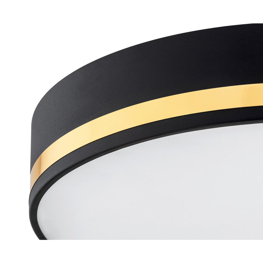 Thumbnail - Xxxl Deckenleuchte Argon Amore, Schwarz, Weiß, Gold, Metall, Glas, rund,rund, 25x25x8 cm, CE, Lampen & Leuchten, Innenbe...