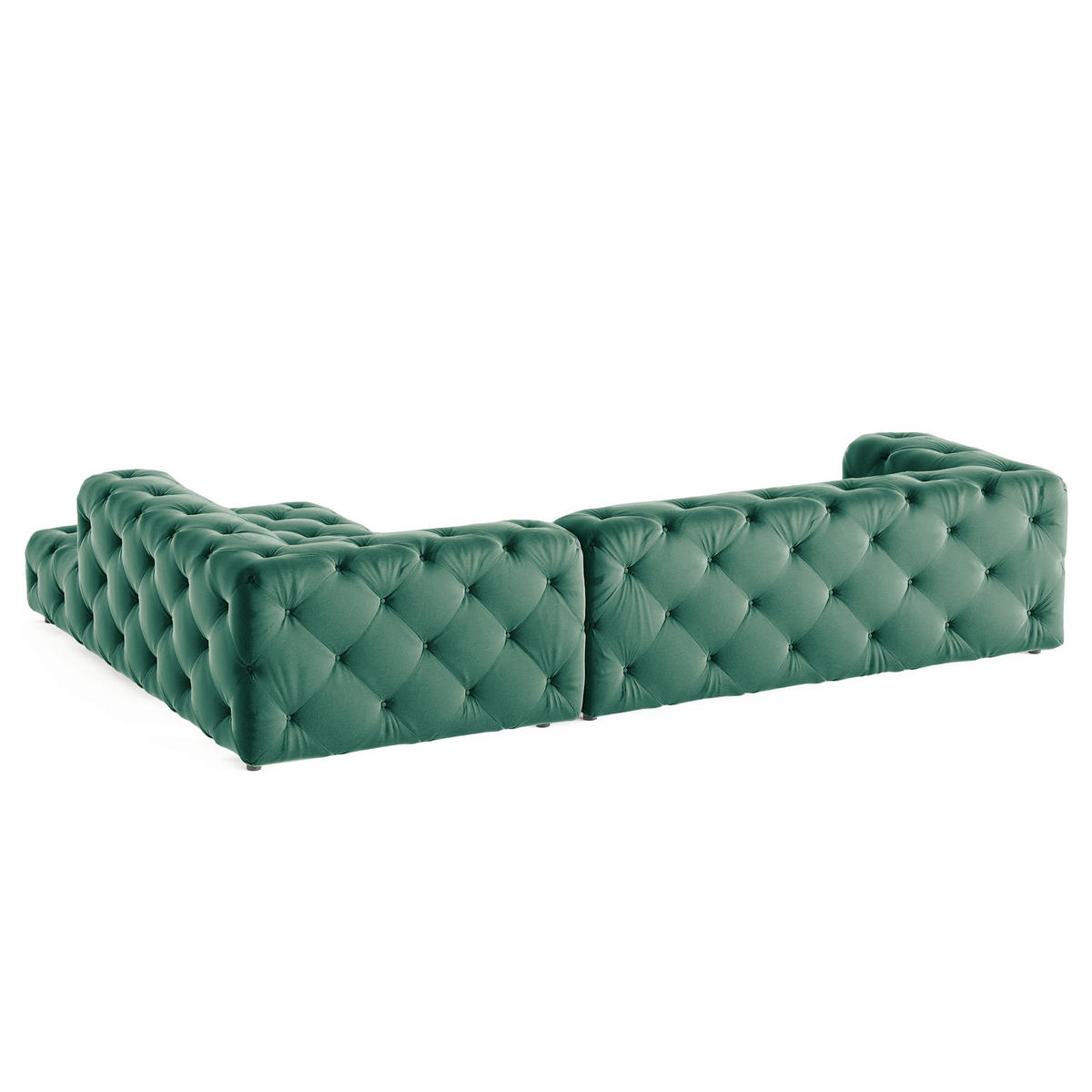 ECKSOFA Fresco in Samt Dunkelgrün  325/228 cm  - Dunkelgrün/Schwarz, Design, Kunststoff/Textil (325/228cm) - P & B