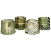 TEELICHTHALTER - Dunkelgrün/Hellgrün, Natur, Glas (8/7cm)