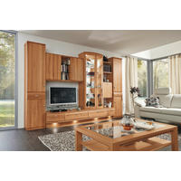 WOHNWAND Kiana  in Buchefarben  330/218,3/58 cm  - Buchefarben/Schwarz, KONVENTIONELL, Glas/Holz (330/218,3/58cm) - Musterring