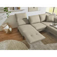 ECKSOFA  in Flachgewebe Beige Armteilverstellung, Relaxfunktion, Drehsitzfunktion  255-365/175-224 cm  - Beige/Schwarz, Design, Textil/Metall (255-365/175-224cm) - Dieter Knoll