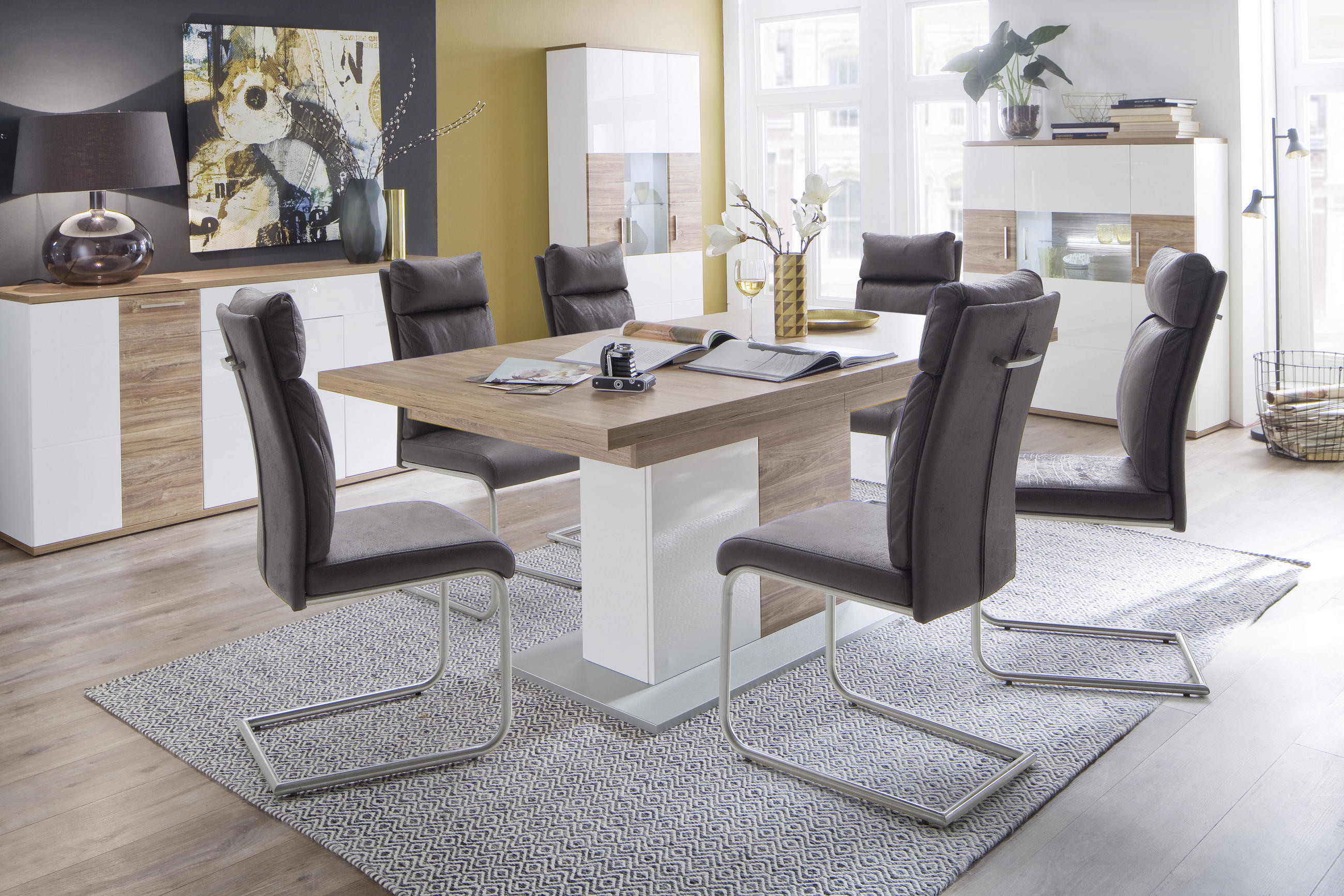 SIDEBOARD 180/86/43 cm - vit/nickelfärgad, Design, metall/trämaterial (180/86/43cm) - Livetastic