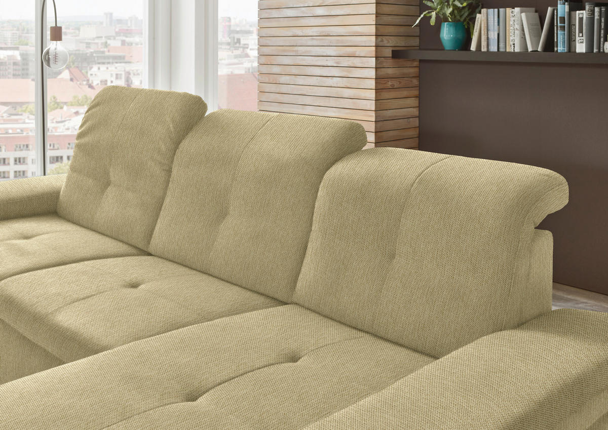 ECKSOFA in Flachgewebe Honig  - Schwarz/Honig, Design, Textil/Metall (297/174cm) - Beldomo Style