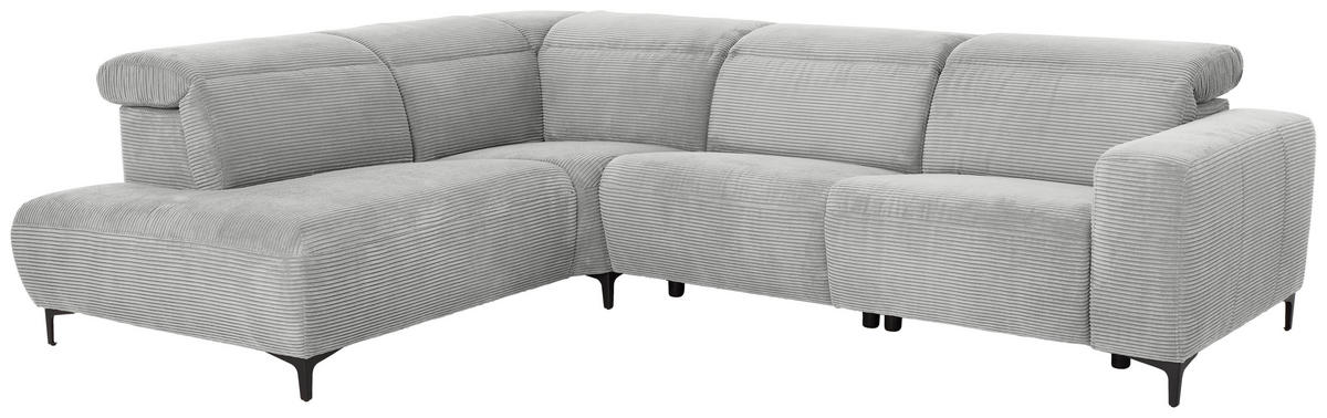 ECKSOFA in Cord Grau  - Schwarz/Grau, Design, Textil (223/290cm) - Pure Home Lifestyle