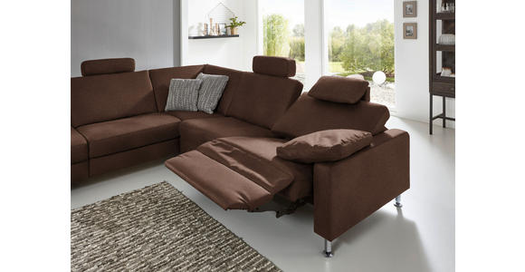 ECKSOFA in Mikrofaser Dunkelbraun  - Dunkelbraun/Alufarben, Design, Textil/Metall (242/275cm) - Dieter Knoll