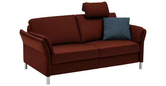 DREISITZER-SOFA in Leder Dunkelorange - Dunkelorange/Alufarben, Design, Leder/Metall (190/82/99cm) - Dieter Knoll