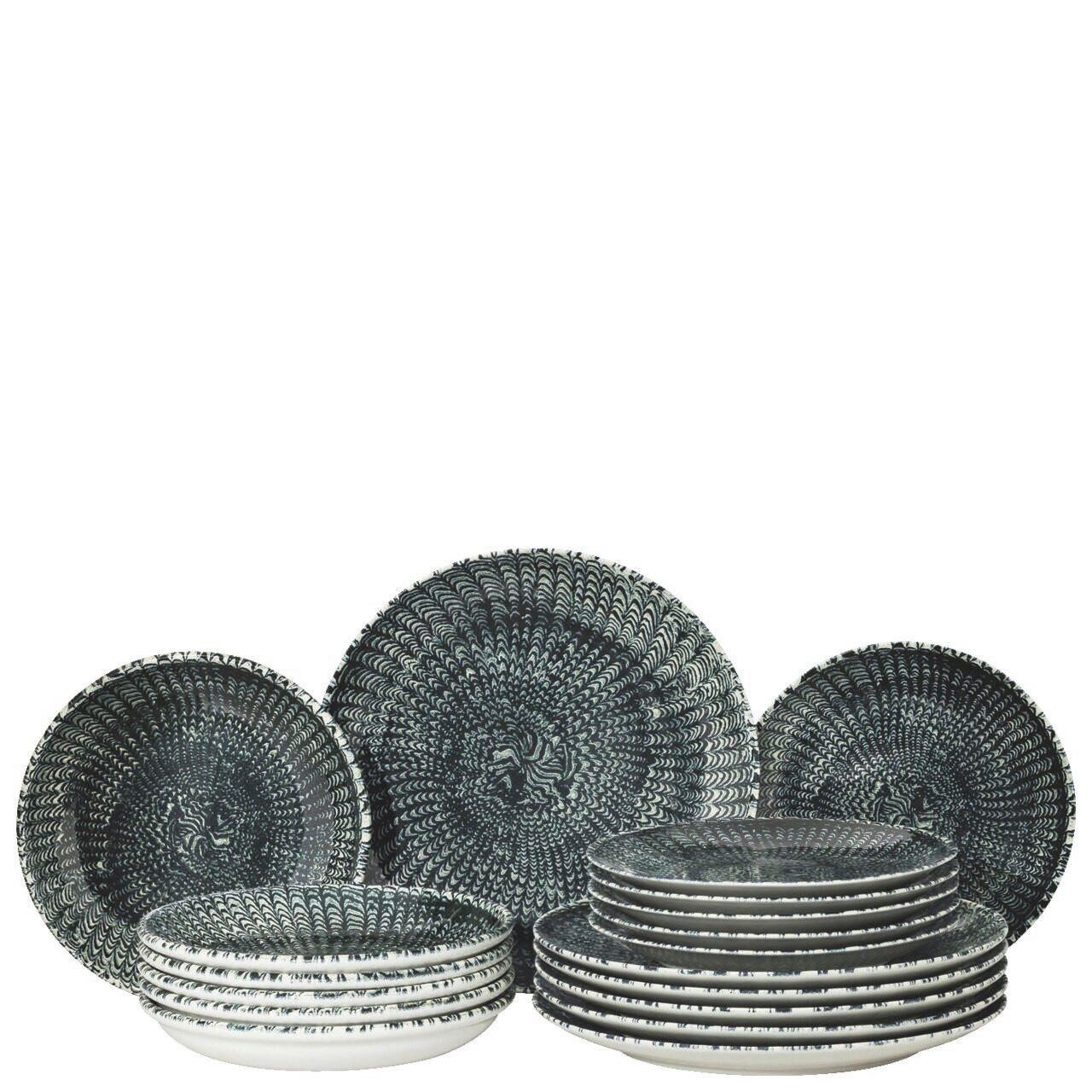TELLERSET Sandora - Darkblue 18-teilig  - Dunkelblau, Trend, Keramik (34/33,8/32,3cm) - Thomas