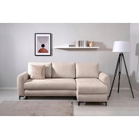 ECKSOFA Moli Beige Mikrofaser  - Beige/Schwarz, Design, Textil/Metall (236/148cm) - MID.YOU