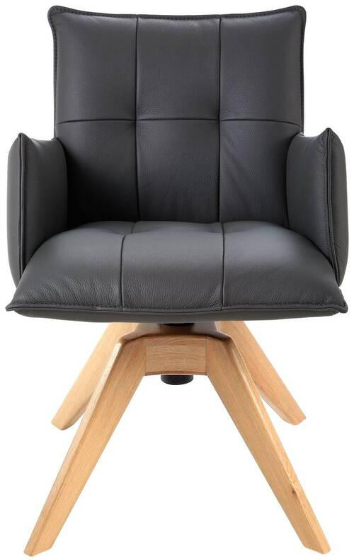 ARMLEHNSTUHL  in Echtleder pigmentiert  - Eichefarben/Anthrazit, Design, Leder/Holz (86/57/65cm) - Valnatura