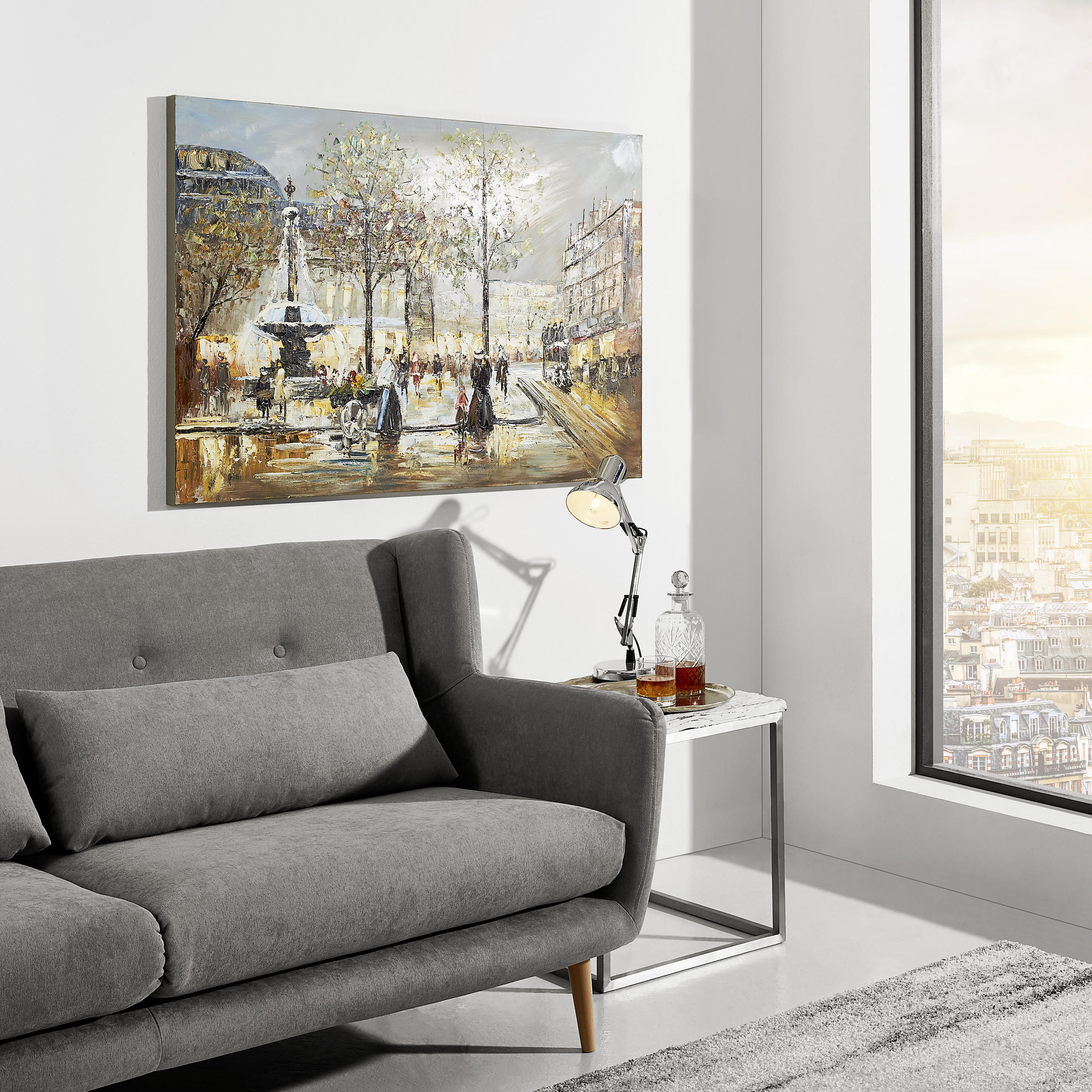 ÖLGEMÄLDE Städte 120/80 cm  - Multicolor, LIFESTYLE, Holz/Textil (120/80cm) - Monee