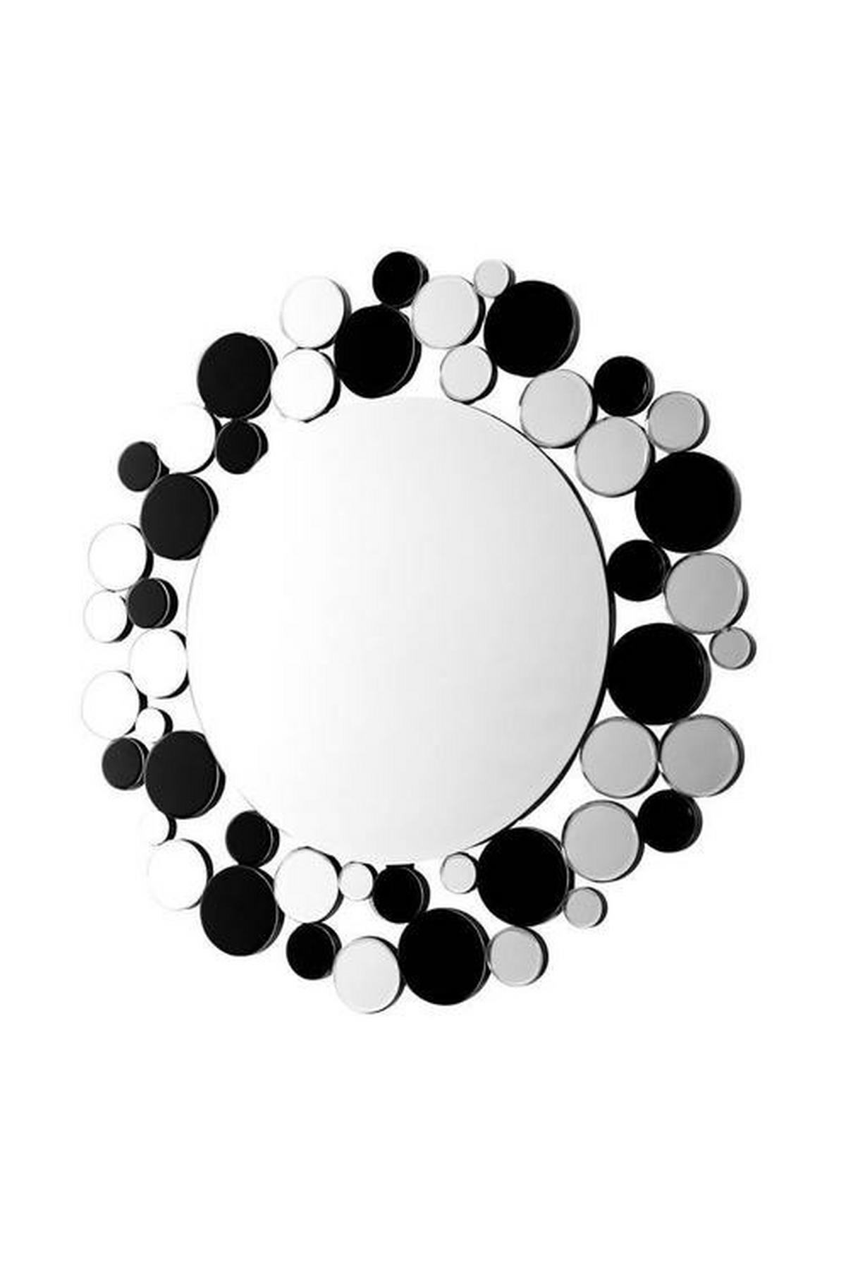WANDSPIEGEL 80/80/5 cm    in rund  - Silberfarben/Schwarz, Basics, Glas/Metall (80/80/5cm) - Kayoom