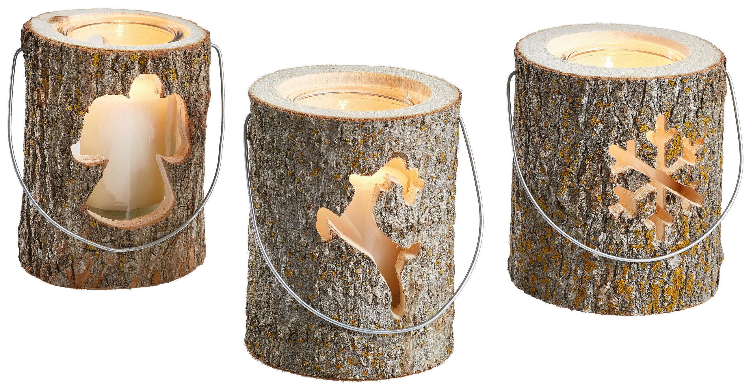 WINDLICHT - Weiß, Natur, Glas/Naturmaterialien (16/18cm) - X-Mas