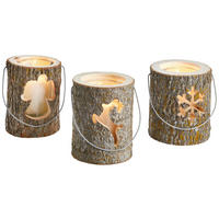 WINDLICHT - Weiß, Natur, Glas/Naturmaterialien (16/18cm) - X-Mas