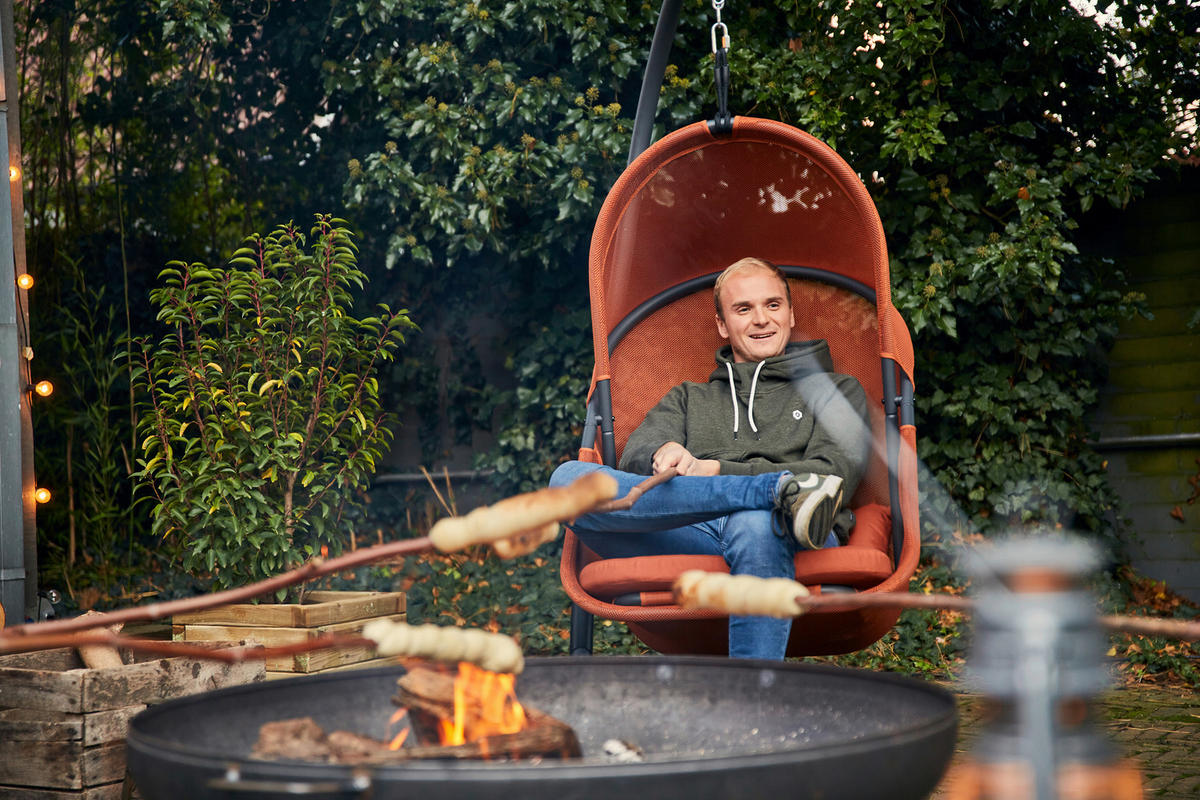 HÄNGESESSEL 123/195/106 cm  - Anthrazit/Rot, KONVENTIONELL, Kunststoff/Textil (123/195/106cm) - Siena Garden