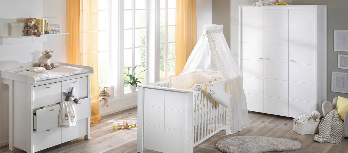 BABYKLEIDERSCHRANK Julija Weiß  - Alufarben/Weiß, Trend, Holzwerkstoff/Metall (135/188/55cm) - My Baby Lou