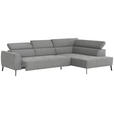 ECKSOFA Hellgrau Feincord  - Hellgrau/Schwarz, Design, Textil/Metall (280/205cm) - Xora